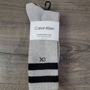 Mens Calvin Klein 3pk striped crew socks NEW